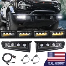 Front LED Dynamic DRL Fog Lights Daytime Running Lamp For Ford Bronco 2021-2024