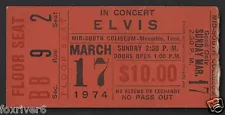 ELVIS PRESLEY Concert Ticket - Memphis, Tennessee 17 March 1974 - reprint