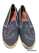 Sperry top-Sider Women's Canvas Flats Slip On Espadrille Denim Navy Anchor Sz 8