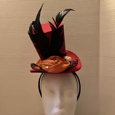 Halloween Mini Top Hat Red & Black Skeleton No Tags