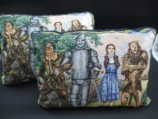 2 x WIZARD OF OZ Throw Pillow Dorothy Cowardly Lion Scarecrow & Tin Man Blue