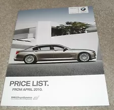 BMW 7 Series Price List 2010 740i 750i 760i 730d 740d SE / M Sport