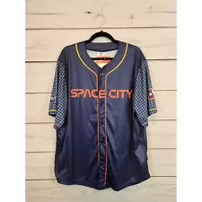 New ListingBD Space City Sports Jersey Houston Astros V-Neck Button Front Short Sleeve XL