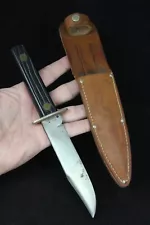 MYSTERY vintage hunting knife 1950's sheath fixed blade old ESTATE SALE