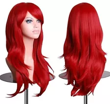 27.5in Red Fashion Full Curly Wigs Cosplay Costume Anime Party Hair Wavy Long