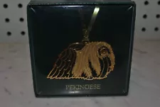 Pekingese Dog Ornament, metal 24k gold finish made in usa Grandpa's toys