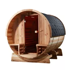 New ListingBarrel Sauna Pine Rustic Electric Heater Outdoor 6 Person Steam Indoor SPA Wood