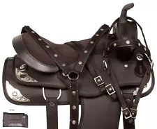 HORSE SADDLE WESTERN TRAIL TEXAS SILVER SHOW CORDURA TACK BLACK 14 15 16 17 18