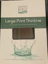 NIB Large Print Common English Bible, Bonded Leather Walnut Color Leather