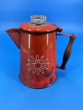 Orange Enamel Coffee Pot Made for Sterno Inc Country Cookery