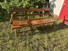 Antique Half Spindle Pine Deacon's Bench