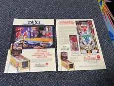 2 1988 WILLIAMS FACTORY ORIGINAL TAXI PINBALL PROMO FLYERS UNCIRCULATED