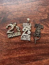 Lot Of VTG 90s Tupac 2 Pac Death Row Records Pendants Necklace Chain Rap Hip Hop