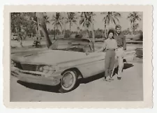 Couple Posing with 1960 Pontiac Bonneville Convertible Original Photo