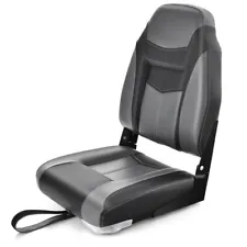 High Back Folding Fishing Boat Seats Black Grey Sponge Cushion W/Flexible Hinges