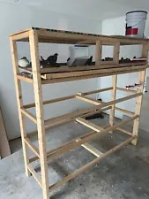 Wooden Quail Cage, 4 Levels capable, feeders included, automatic water system.