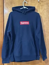 Supreme Box Logo Hoodie Navy Red Sz Large L FW16 2016 HOODED SWEATSHIRT