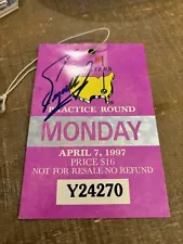 1997 Masters Monday Practice Round Ticket Tiger Woods First Major Fuzzy Zoeller