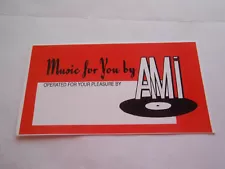 AMI CONTINENTAL JUKEBOX & OTHER AMI MODELS "OPERATOR CARD" RED