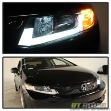 For Black 2012-2015 Honda Civic LED Tube Projector Headlights Left+Right 12-15 (For: 2012 Honda Civic)