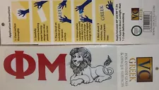 Phi Mu Sticker with Letters and Lion for Outside Glass, Car, dorm, tablet fridge