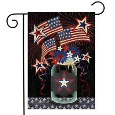 American Mason Jar Patriotic Garden Flag Primitive Fireworks 12.5" x 18"