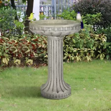 24" H Outdoor BirdBath for Garden Patio Outside Home Decor Marble Pillars Shape