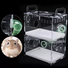 2 Tier Mouse Mice Habitat Pet Animal Play House Acrylic Hamster Feeding Cage