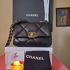 Chanel 19 Small Medium Black Mixed Hard ware Flap Bag Year 2022 Chip Code