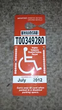 2012 Expired VIRGINIA HANDICAP PARKING PLACARD - COLLECTIBLE SOUVENIR ONLY