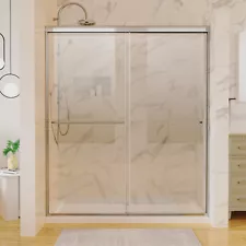 60 in x 70 in Traditional Sliding Shower Door Chrome with Clear Tempered Glass