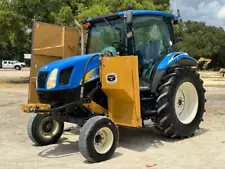 2008 New Holland T6020 Utility Tractor A/C Cab PTO W/ Side Boom Mower bidadoo