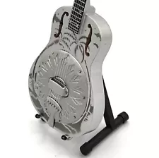 Mini Resonator Guitar DIRE STRAITS MARK KNOPFLER GIFT Memorabilia FREE STAND