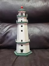 15.5" Wooden Lighthouse White Green And Red