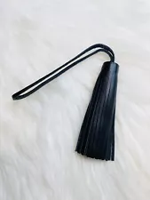 Black Tassel Genuine Leather Keychain Bag Charm Handmade New Gift