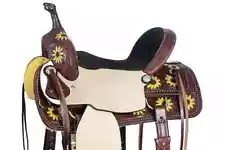 Western Barrel Leather Horse Saddle handpainted Full Tack Set Size-10"-18"