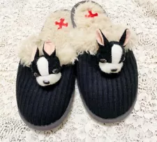 BOSTON TERRIER SLIPPERS SIZE 8-9 PRE OWNED BUT VERY LIGHT USE