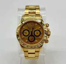 Rolex Zenith Daytona 18k Yellow Gold and Diamond Inverted 6 Dial 16528 Watch