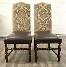 High Back Leather and Upholstered Nailhead Side Chairs