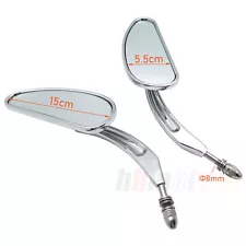 Chrome Side Mirrors Long Ears Shape For 1982 + Harley models Use 5/16” bolts