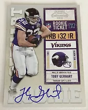 2010 Toby Gerhart Playoff Contenders Rookie Ticket Auto Var. No. 235 Vikings