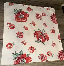 1950’s Vintage Tablecloth White with Red Flowers Card Table Size 46x44