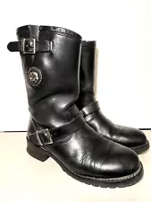 Men's Harley Davidson Skull Leather Motorcycle Zip Boots Size 11 US