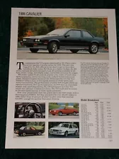 ★★1986 CHEVY CAVALIER SPEC SHEET INFO PHOTO 86 Z24 CONVERTIBLE RS CS★★ (For: 1991 Chevrolet Cavalier Z24)