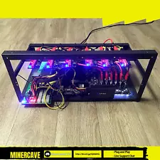 Mining Rig Kit (Plug+Play) 6 GPU slots, Open Case, PSU, CPU, SSD, Win 10 NO GPUs