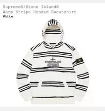 Supreme Stone Island Warp Stripe Hooded Sweatshirt White Sz Medium NEW UNOPENED