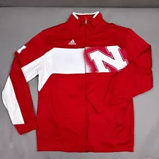 Nebraska Cornhuskers Jacket Mens Medium Red Adidas Track Running Warm Up Clima