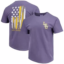 Men's Purple LSU Tigers Baseball Flag Comfort Colors T-Shirt