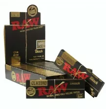 AUTHENTIC Raw Classic Black 1 1/4 Natural Unrefined Rolling Papers 24 Packs