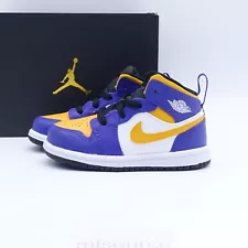 Size 7 Toddler Kid's Jordan 1 Mid Lakers Sneakers DQ8425-517 Dark Concord/Taxi